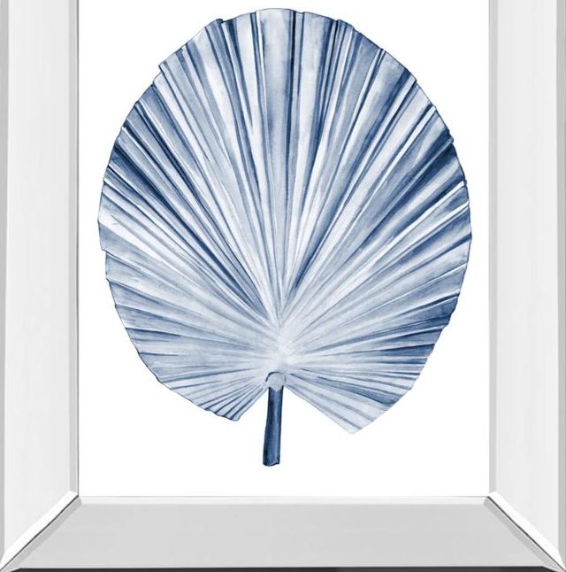 Classy Art Indigo Tropical Leaves IV by Megan Meagher Mirror Framed Wall Art-1