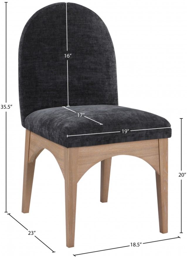 Meridian Furniture Waldorf Black/Natural Chenille Upholstered Dining Chair-2