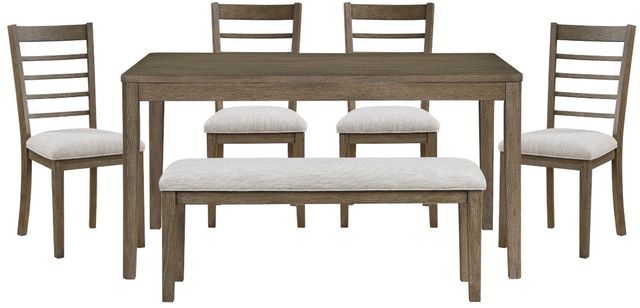 Mazin Furniture 6-Piece Emilia Light Brown/Gray Dining Room Set-0