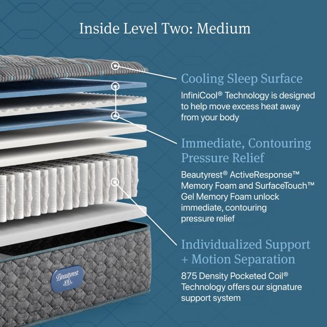 Beautyrest® Level Two 14" Pocketed Coil Medium Tight Top Twin XL Mattress-3