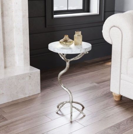 Zuo® Modern Joel White Side Table with Silver Base-3