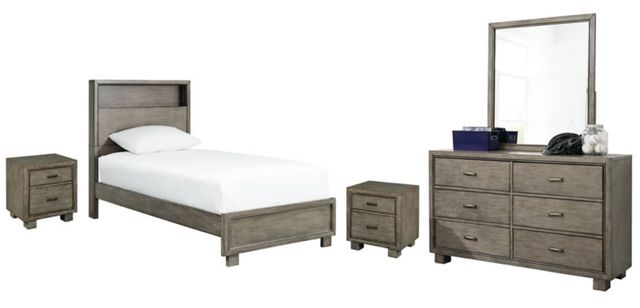 Signature Design by Ashley® Arnett 5-Piece Gray Twin Bookcase Bed Set-0