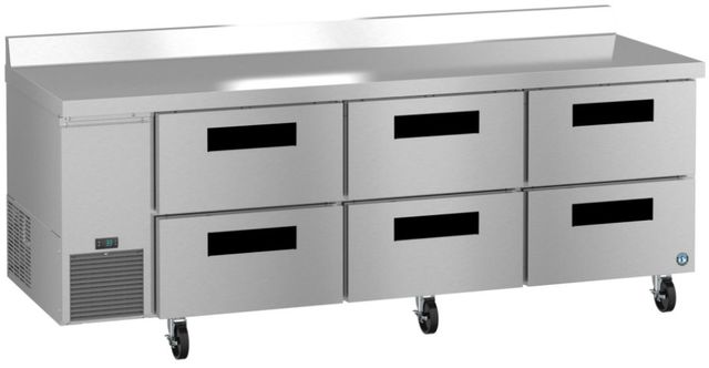 Hoshizaki Steelheart® 93" 30.17 Cu. Ft. Stainless Steel Three Section Worktop Side Mount Refrigerator with Stainless Drawers-1