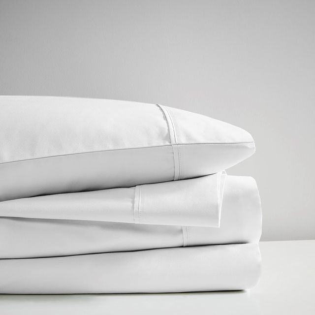 Olliix by Sleep Philosophy White King 300 Thread Count Liquid Cotton Sheet Set-4