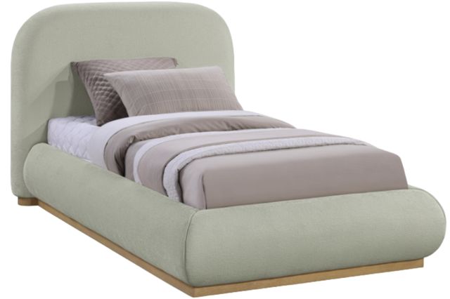 Meridian Furniture Vaughn Mint Twin Chenille Fabric Upholstered Panel Bed-0