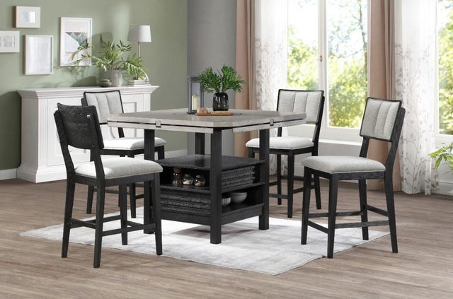 Crown Mark Cline 5-Piece Black/Light Gray Counter Height Dining