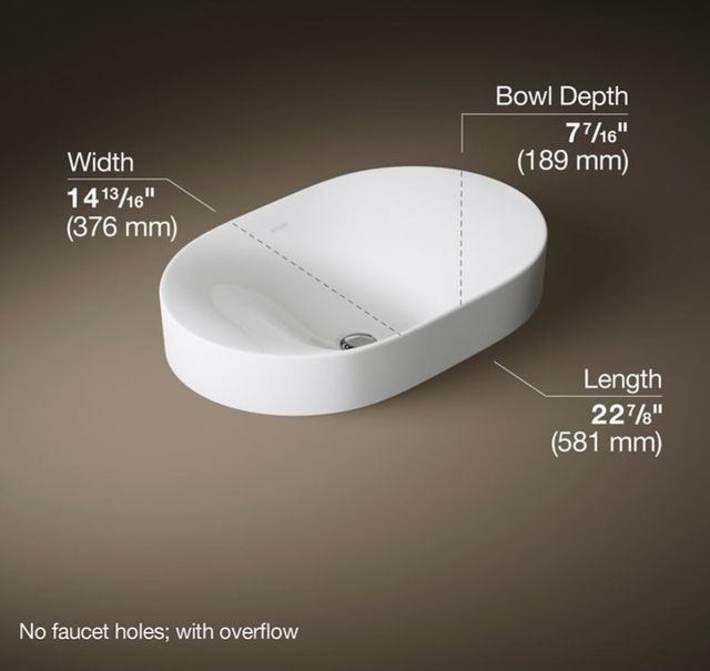 Kohler Chalice White 22.75" Oval Vessel Bathroom Sink-3
