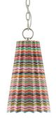 Currey & Company Orator Red/Green/Pink/Yellow/Polished Nickel Pendant-0