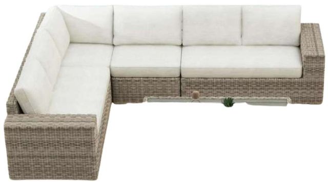Elements International Carmona 4-Piece Beige/Natural Olefin/Wicker Outdoor Conversational Set-3
