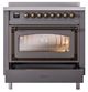 Ilve® Nostalgie II Noblesse 36'' Graphite Matte Pro Style Induction Range with Burnished Trim-3