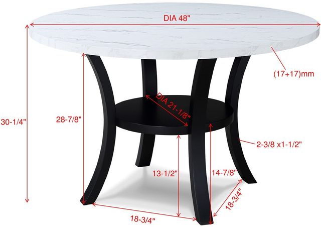 Crown Mark Isla White Dining Table with Black Base-2