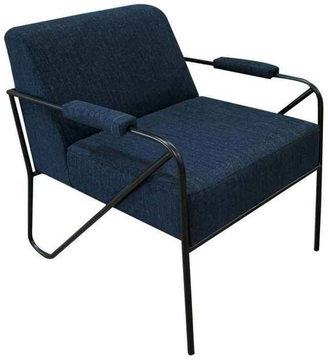 International Furniture Direct Lotus Blue Navy/Matte Black Accent Chair-0