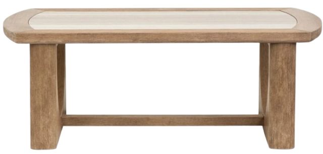 Magnussen Home® Bradford Granite Top Cocktail Table with Riverbed Beige Base-2