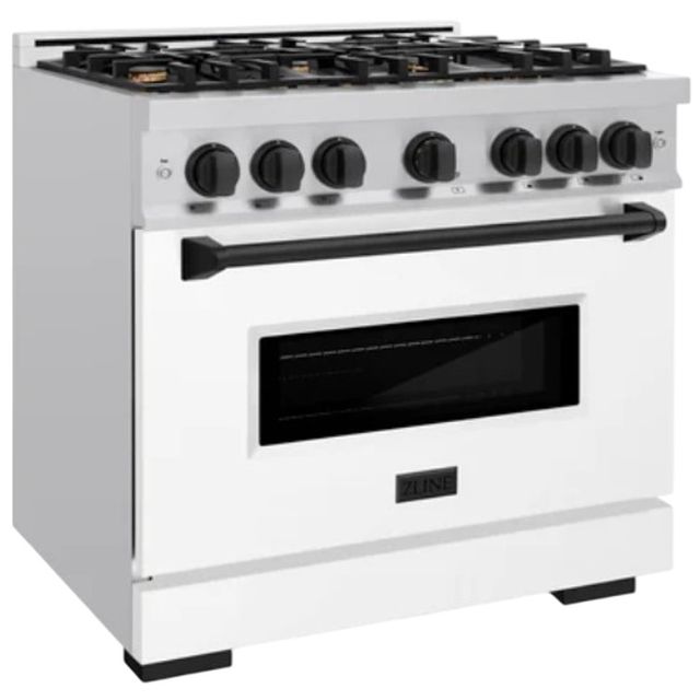 ZLINE Classic Autograph Edition 48" Stainless Steel Pro Style Gas Range with White Matte Door and Polished Gold Accents-2