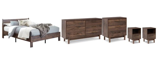 Signature Design by Ashley® Calverson 5-Piece Mocha Queen Platform Bed Set-0