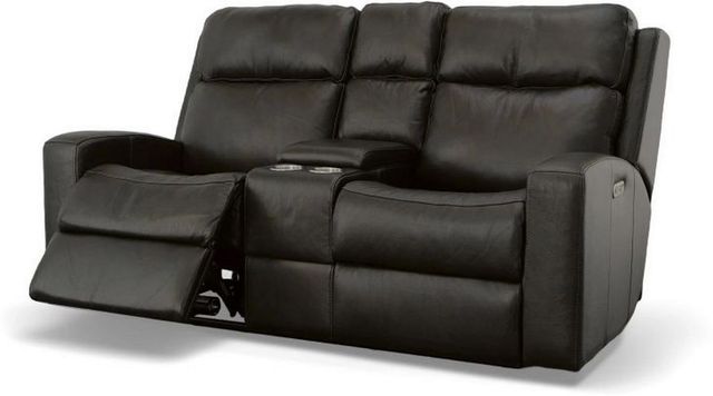 Flexsteel® Cody Dark Brown Power Reclining Loveseat with Console and Power Headrests-2