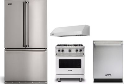 Front view of the Viking® 4 Piece Stainless Steel Kitchen Package