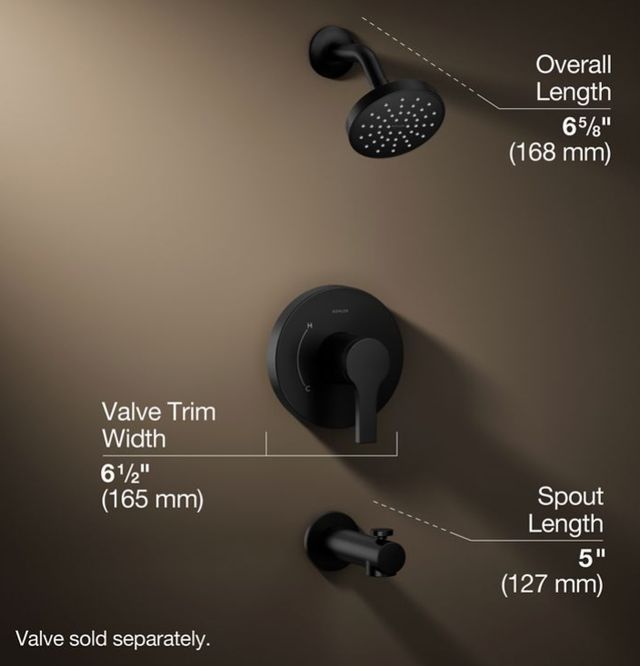 KOHLER® Elate® Rite-Temp® Matte Black 1.75 GPM Bath and Shower Trim Kit-2