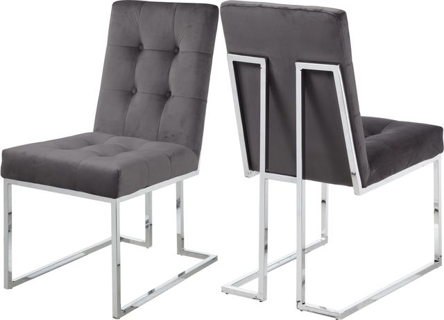 Meridian Furniture Alexis Gray Velvet Dining Chair-1