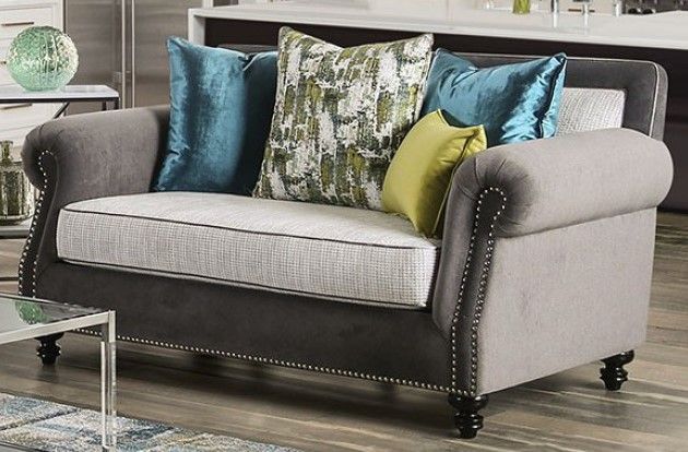 Furniture of America® Mariella 2-Piece Gray/Beige Living Room Set-2