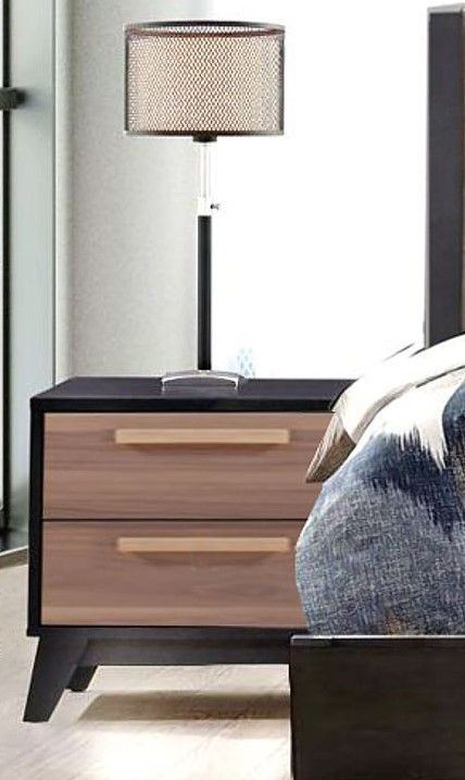 Arboit-Poitras Preference Slate/Walnut 2-Drawer Night Table-0