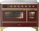Ilve® Majestic III 48" Burgundy Pro Style Induction Range with Triple Glass Door and Brass Trim-0