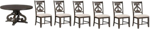 Elements International Stone 7-Piece Cream/Smokey Walnut Dining Set