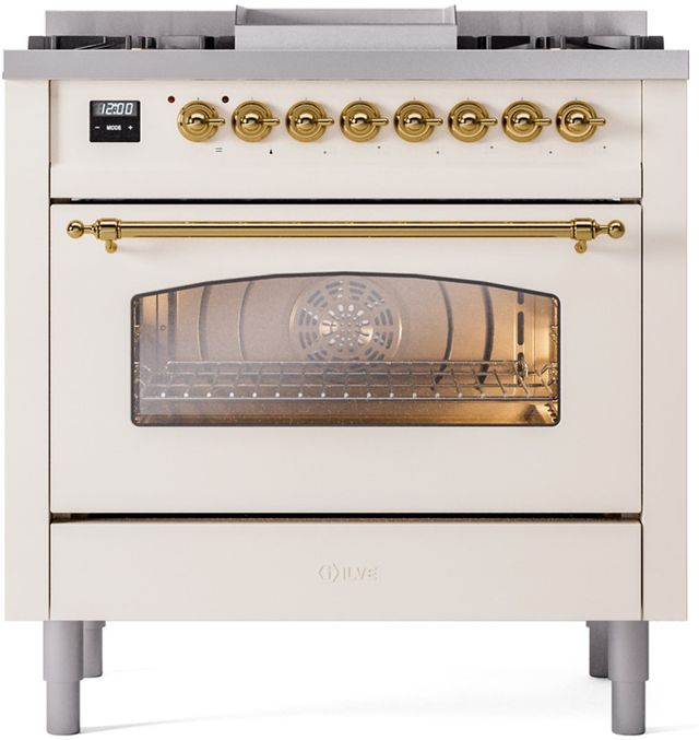 Ilve® Nostalgie II Series 36" Antique White Pro Style Dual Fuel Range-2