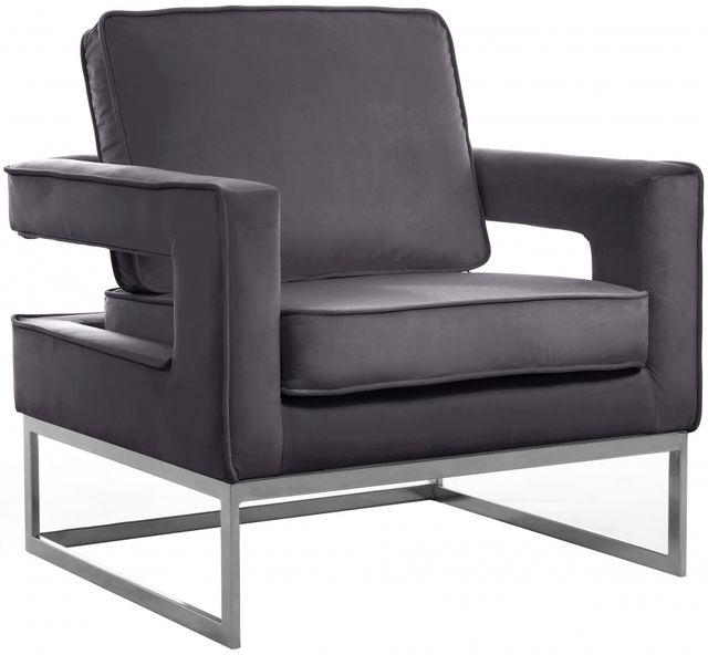 Meridian Furniture Noah Grey/Chrome Velvet Chair-0