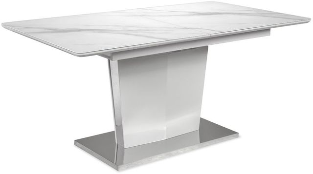 Mazin Furniture Cynthia Glass Top Dining Table with Grey Faux Marble -0