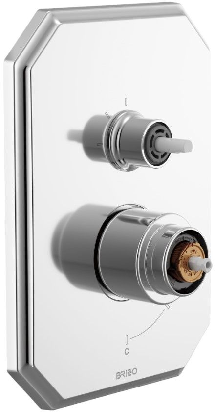 Brizo Beauclere® Polished Chrome Pressure Balance Valve with Integrated 3-Function Diverter Trim - Less Handles-0