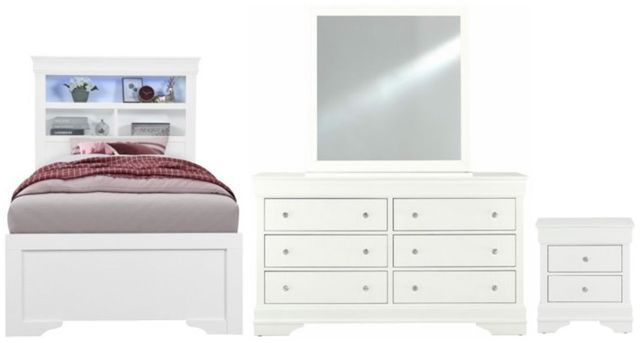 Global Furniture USA Pompei 4-Piece White Youth Twin Bedroom Set-0