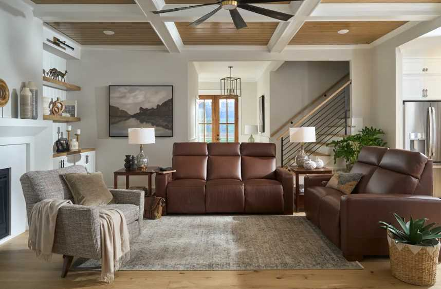 La-Z-Boy® Acadia Chestnut Leather Power Reclining Sofa with