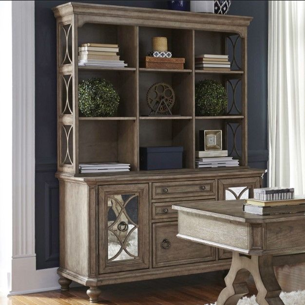 Liberty Furniture Simply Elegant Heathered Taupe Credenza and Hutch Set-1