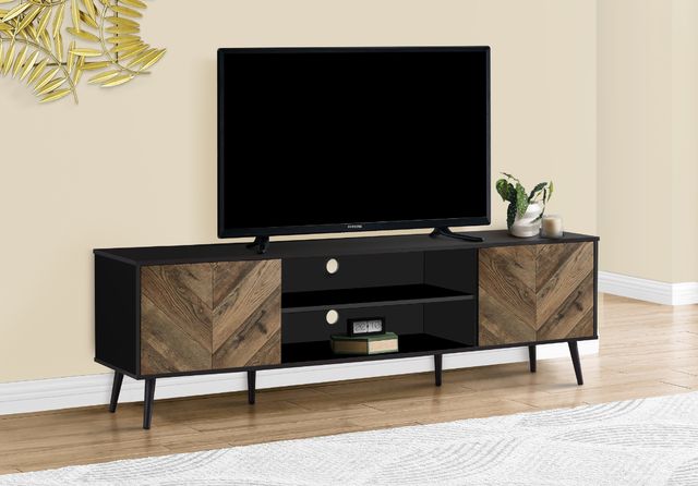 Monarch Specialties Inc. Black/Brown 72" TV Stand with Wood Legs-2