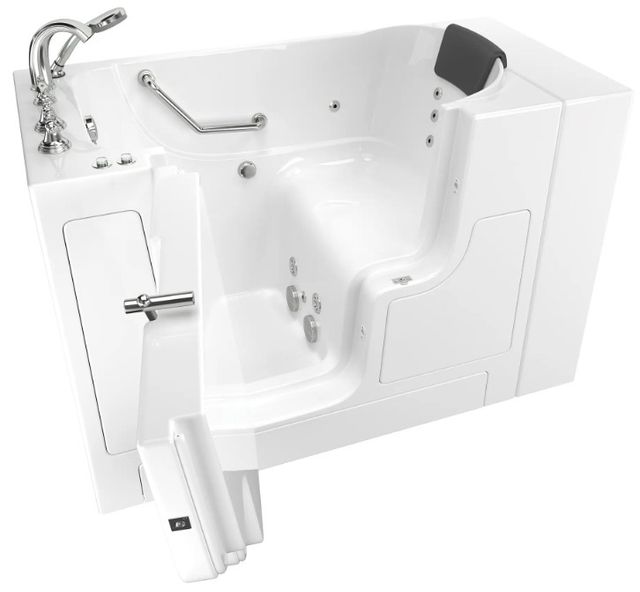 American Standard Gelcoat White 30” x 52” Walk-in Tub with Whirlpool System - Left-Hand Drain with Faucet-0