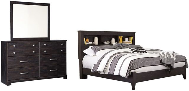 Signature Design by Ashley® Reylow 2-Piece Dark Brown King Bookcase Bed Set-0