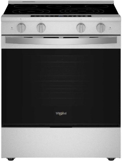 Whirlpool® 30" Fingerprint Resistant Stainless Steel Slide-In Electric Range with Air Cooking Technology, No Preheat Air Fry, WipeClean™ Coating, Steam/Self Clean and High Speed Preheat-0