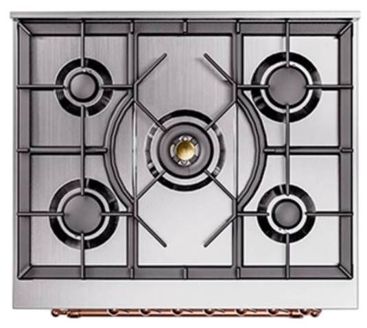 Ilve® Nostalgie II Noblesse 30'' Custom RAL Color Pro Style Dual Fuel Range with Copper Trim-2