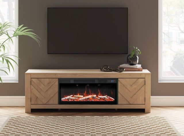 Signature Design by Ashley® Cayboni Tan 71" TV Stand with Electric Fireplace-5