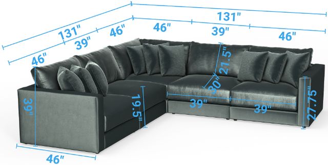 Jackson Furniture Remington 5-Piece Pine L-Shape Sectional with Ottoman-2