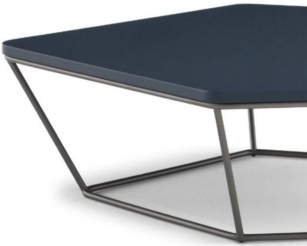 Natuzzi Editions Chocolat Matte Blue Coffee Table with Gray Lacquered Base-1