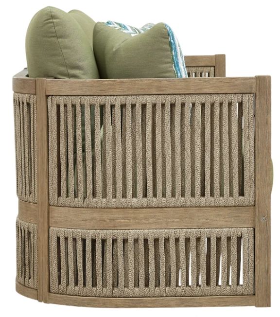 Signature Design by Ashley® Vision Lane Beige/Green Fabric/Wooden Outdoor Sofa-2