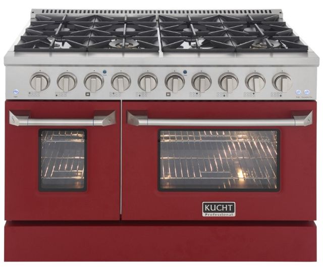 Kucht Professional KNG Series 48" Stainless Steel Pro Style Liquid Propane Gas Range with Red Door-0