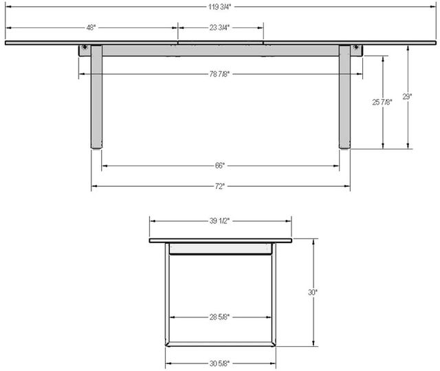 Amisco Customizable Burton 120" Rectangular Extendable Table with 1" White Oak Veneer Top, Radius Corners and 1 Leaf-3