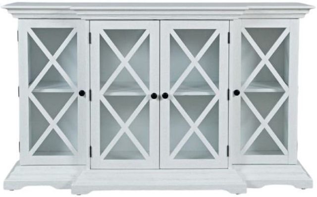 Jofran Inc. Carrington Brushed White Small Breakfront Cabinet-2