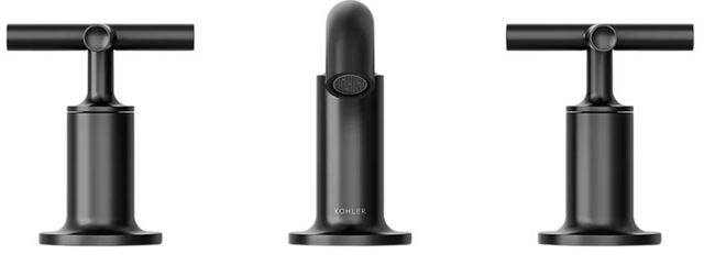 KOHLER® Purist® Matte Black Widespread Bathroom Sink Faucet with Cross Handles-1