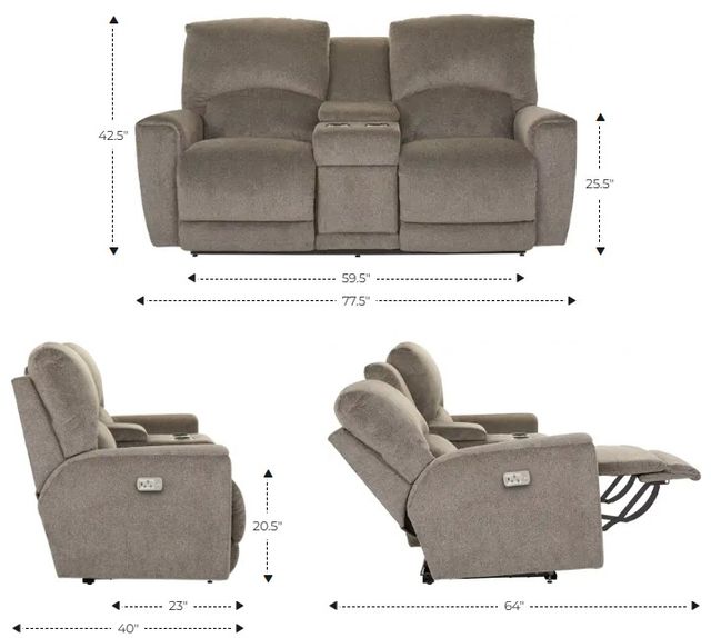 La-Z-Boy® Cassian Oyster Power Reclining Loveseat with Console and Headrest-2