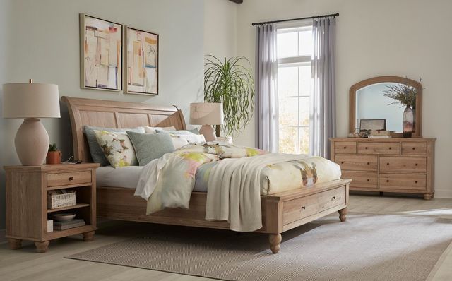aspenhome® Cambridge Modern Khaki King Sleigh Storage Bed-1