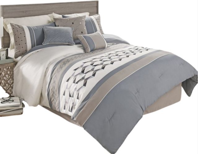 Hallmart Collectibles Bailey Gray 7-Piece Queen Comforter Set-0